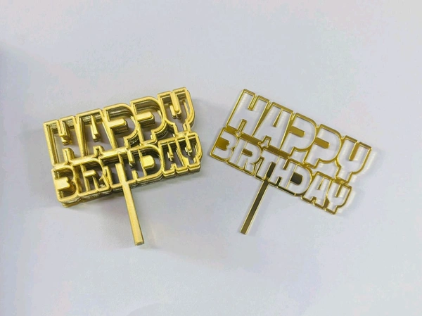 Mini Cake Topper - 10 Pcs Pack, D23, Gold