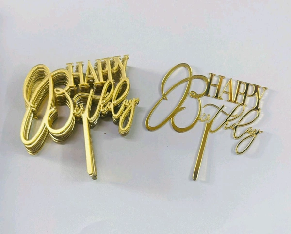 Mini Cake Topper - 10 Pcs Pack, D29, Gold