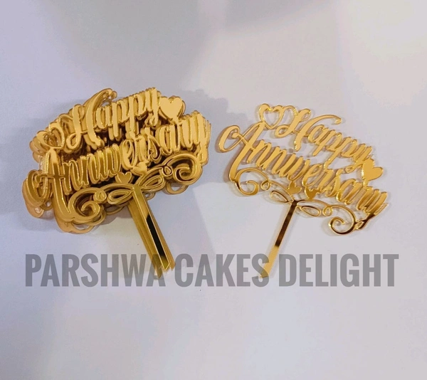 Mini Cake Topper - 10 Pcs Pack, D33, Gold