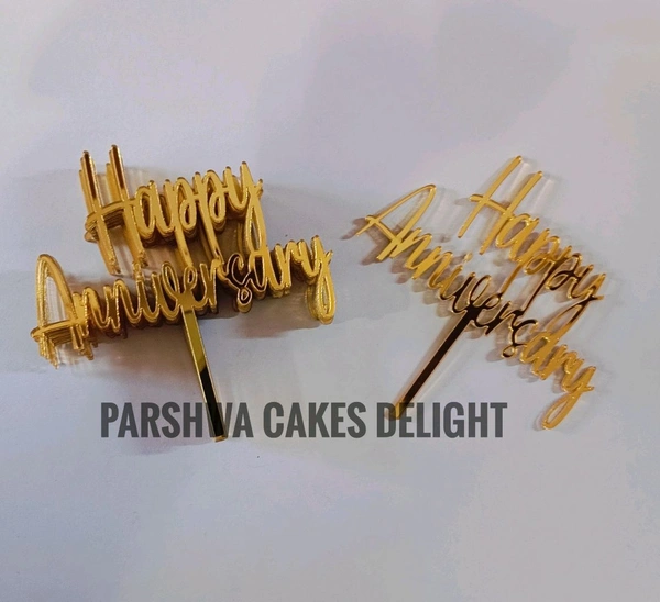 Mini Cake Topper - 10 Pcs Pack, D37, Gold