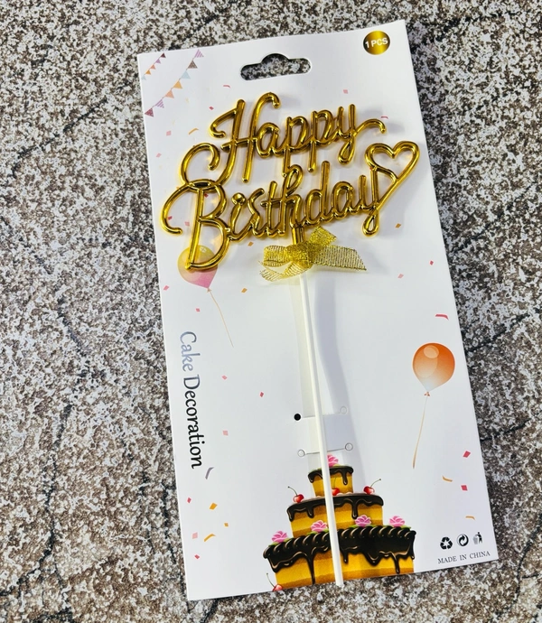 Happy Birthday Imported Topper - Gold, Delight 2, 1 Pc