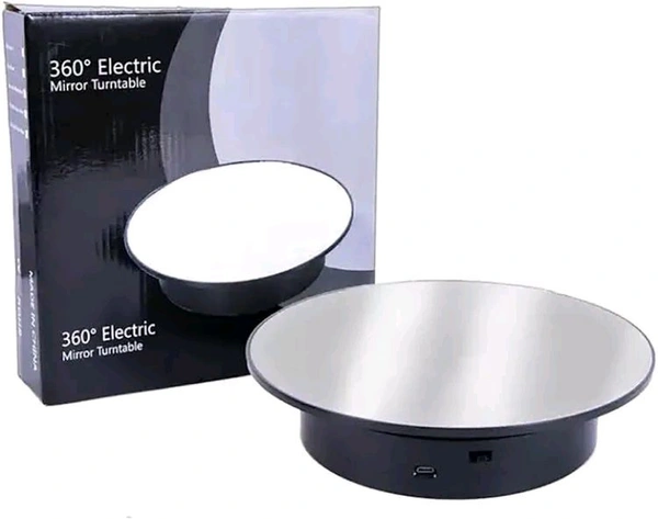 360° Degree Electric Turntable Rotating Display Stand - USB Charging, 8 Inches, Black