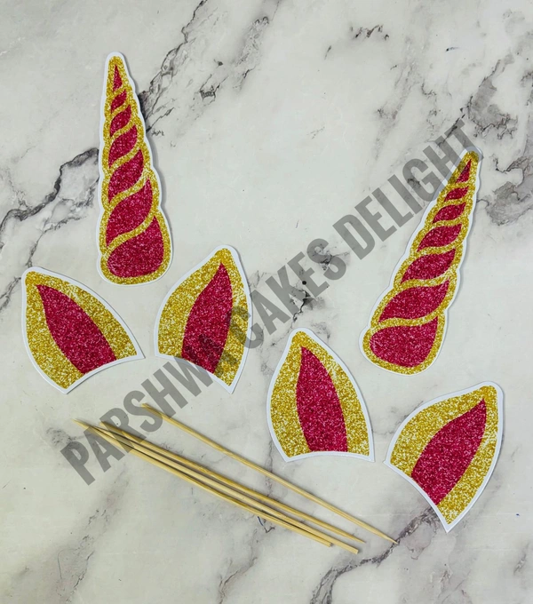 Unicorn Horn Paper Topper  - Pink, 2 Sets