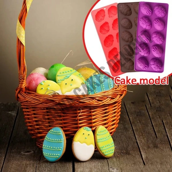 Egg Shape Easter Theme Silicone Mould - 10 In 1