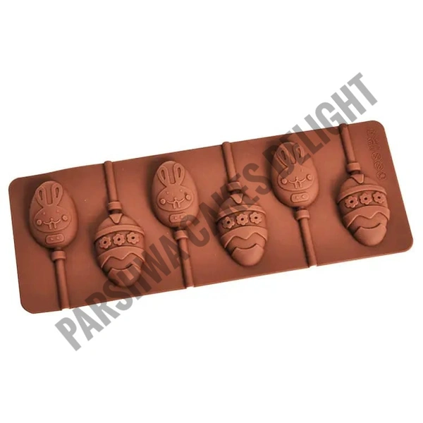 Easter Egg Lollipop Shape Silicone Mould - 6 In 1