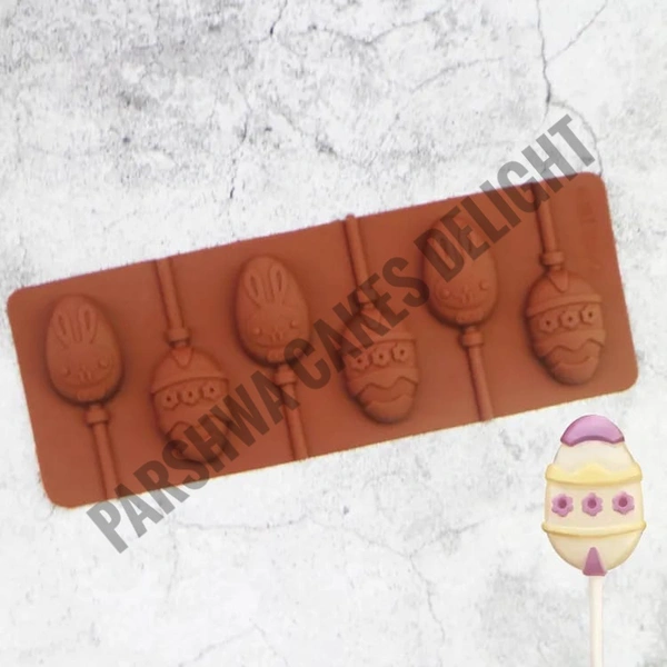 Easter Egg Lollipop Shape Silicone Mould - 6 In 1