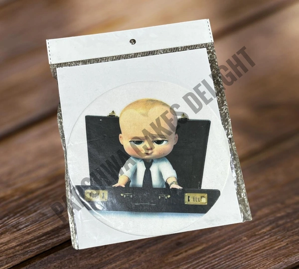 Edible Pre Cut Wafer Paper - Black Baby Boss, 1 Pc, 6 Inches