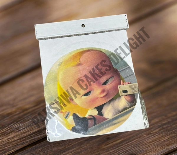 Edible Pre Cut Wafer Paper - Yellow Baby Boss, 1 Pc, 6 Inches