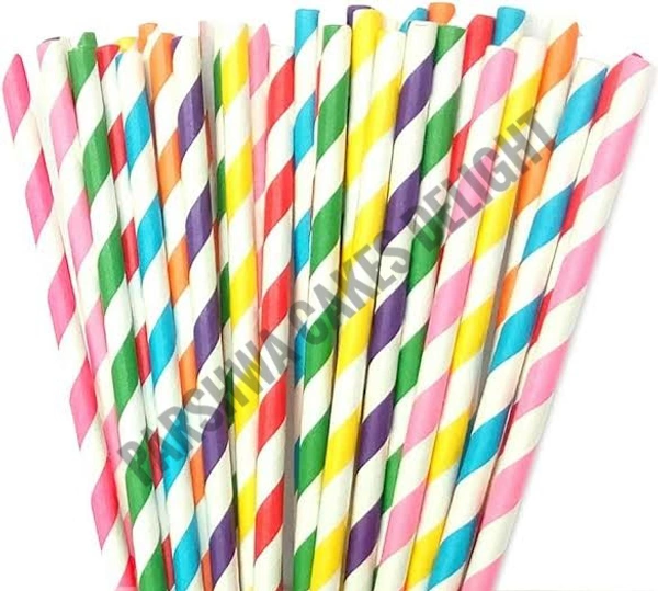 Paper Straw - 50 Pcs Pack, Assorted Shade