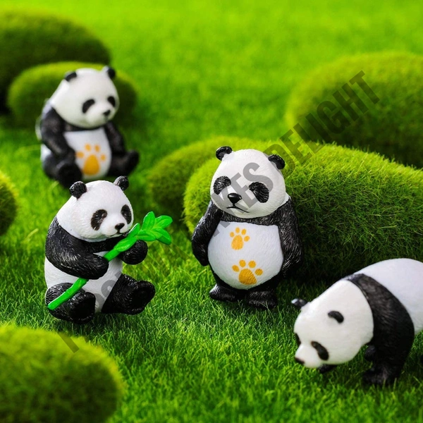 Life Style Panda Miniature Toy For Cake Decoration - 4 Pcs Pack