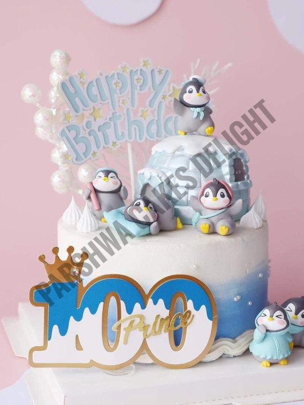 Penguin Miniature Toy For Cake Decoration  - Design 1, 6 Pcs Set