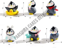 Penguin Miniature Toy For Cake Decoration  - Design 2, 6 Pcs Set