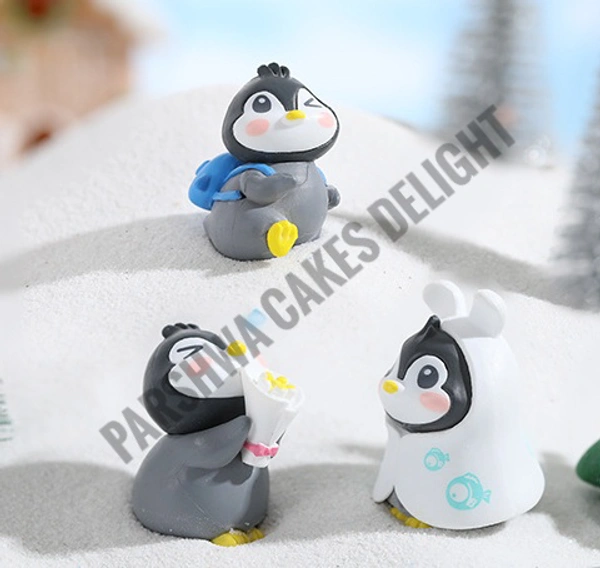 Penguin Miniature Toy For Cake Decoration  - Design 2, 6 Pcs Set