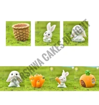 Rabbit Miniature Toy For Cake Decoration  - 7 Pcs Set