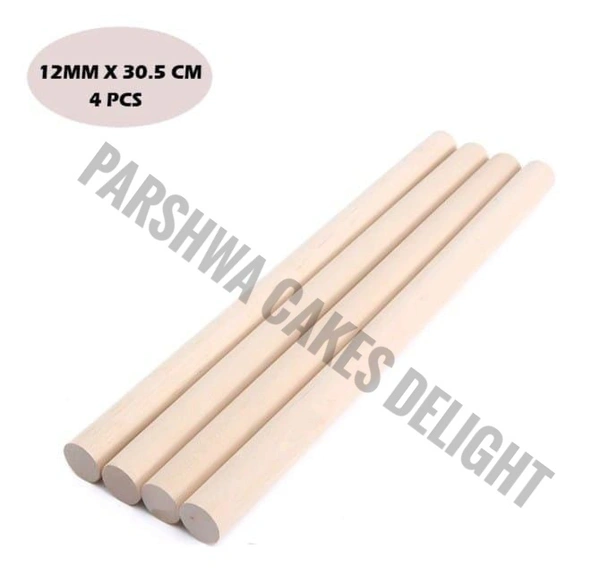 Wooden Cake Dowel - 4 Pcs Pack, 12MM*30.5Cm