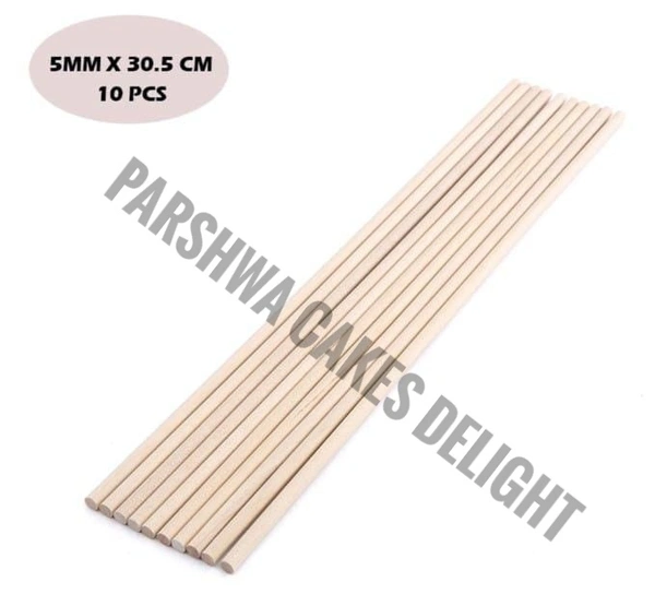 Wooden Cake Dowel - 10 Pcs Pack, 5MM*30.5CM