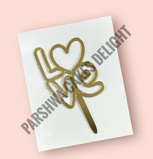 ACRYLIC TOPPER N - 188 Love, 4.5 Inches, Gold