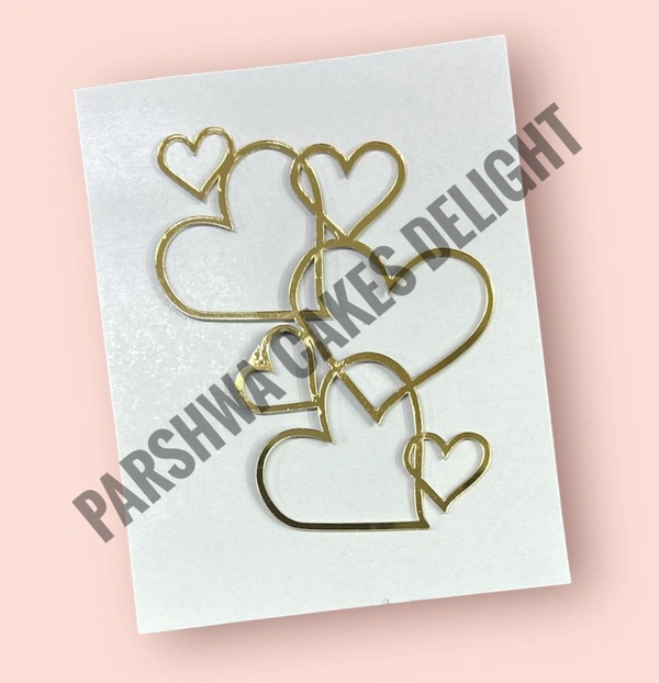 ACRYLIC TOPPER N - 190 Long Heart, 4.5 Inches, Gold