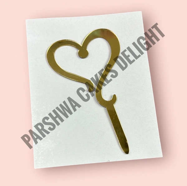 ACRYLIC TOPPER N - 195 Heart, Gold, 4.5 Inches