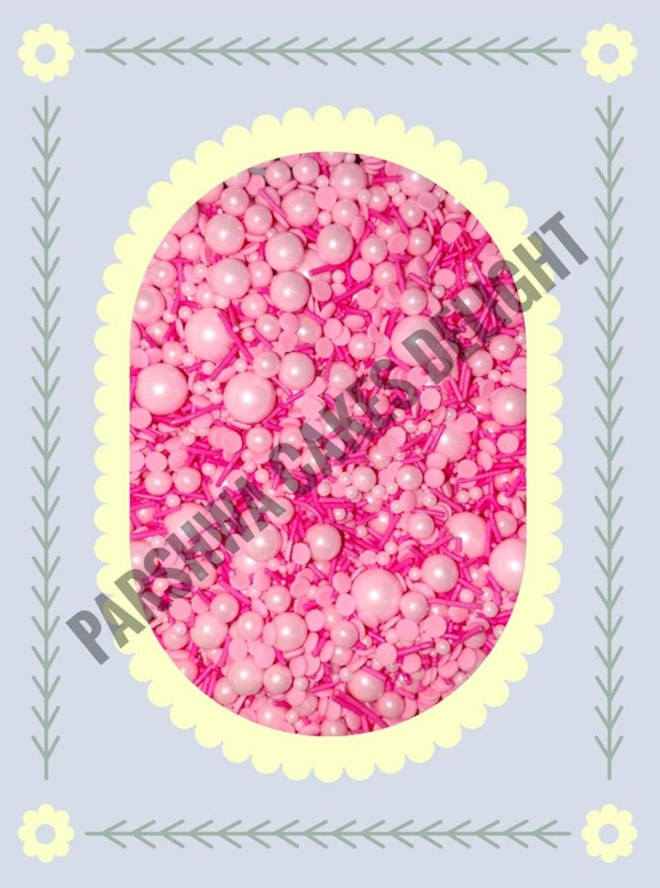 Pink Balls & Vermicelli Sprinkle - Approx 100g