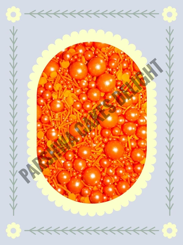 Orange Balls & Vermicelli Sprinkle - Approx 100g