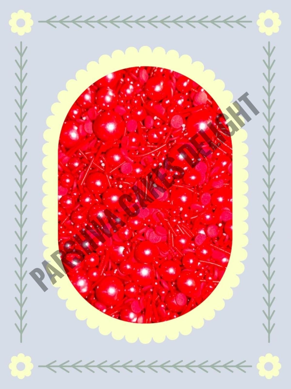 Red Balls & Vermicelli Sprinkle - Approx 100g