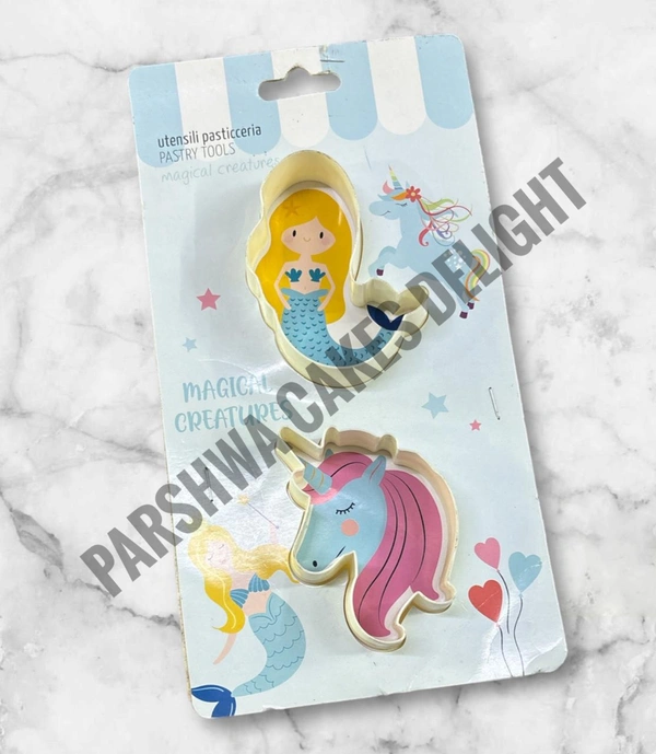 Plastic Mermaid & Unicorn Cutter - 2 Pcs Pack