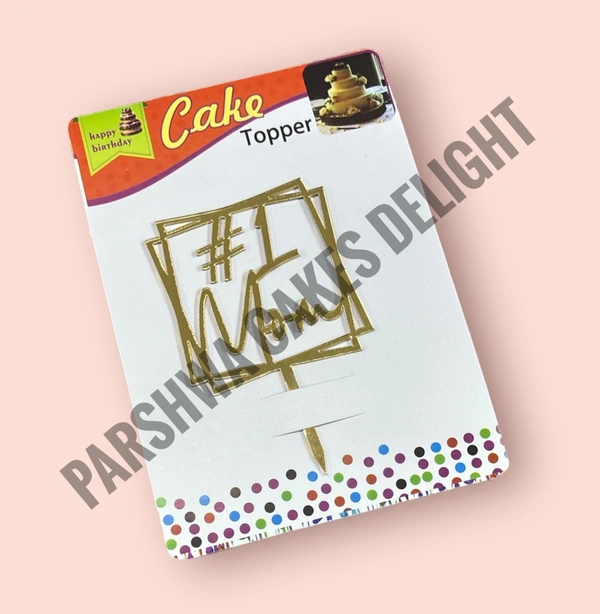 ACRYLIC TOPPER N - 197 #1 Mom, 4.5 Inches, Gold