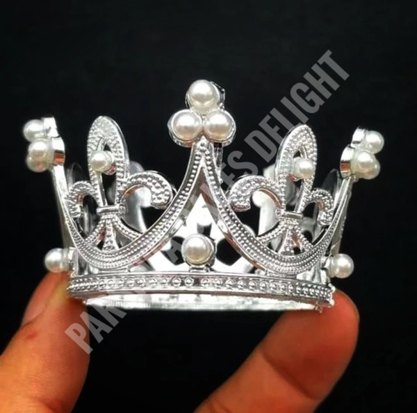 Mini Plastic Cake Crown - Silver, 1 Pc