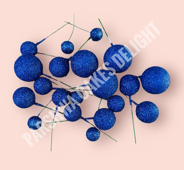 IMPORTED FAUX BALLS - Glitter Dark Blue, 2Cm - 2.5Cm - 3Cm - 4Cm