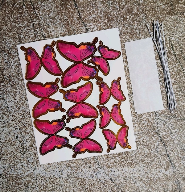 BUTTERFLIES WITH STRING - 1 Pkt, Dark Pink