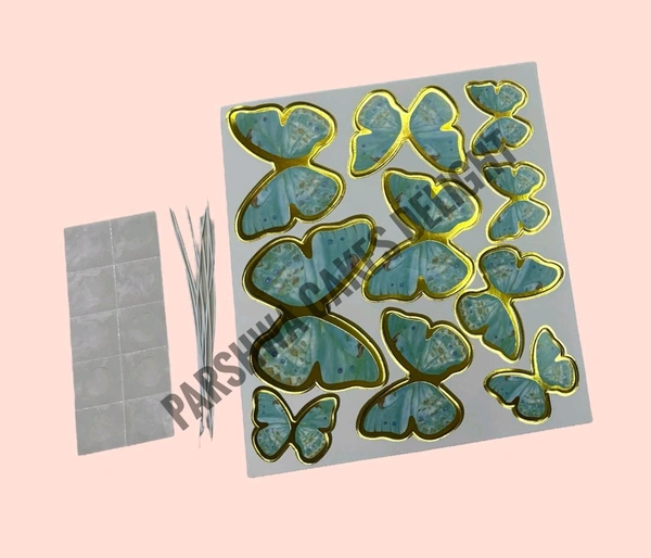 BUTTERFLIES WITH STRING - 1 Pkt, Dark Green Textured