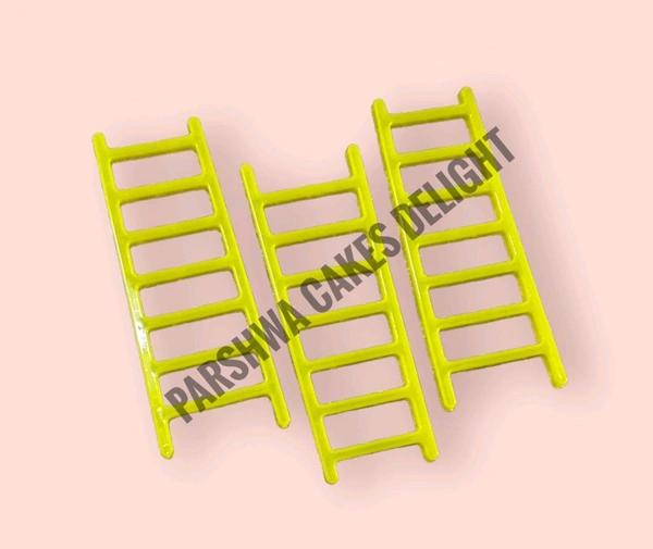 Plastic Ladder For Cake Decoration  - 3 Pcs Pack, Yellow