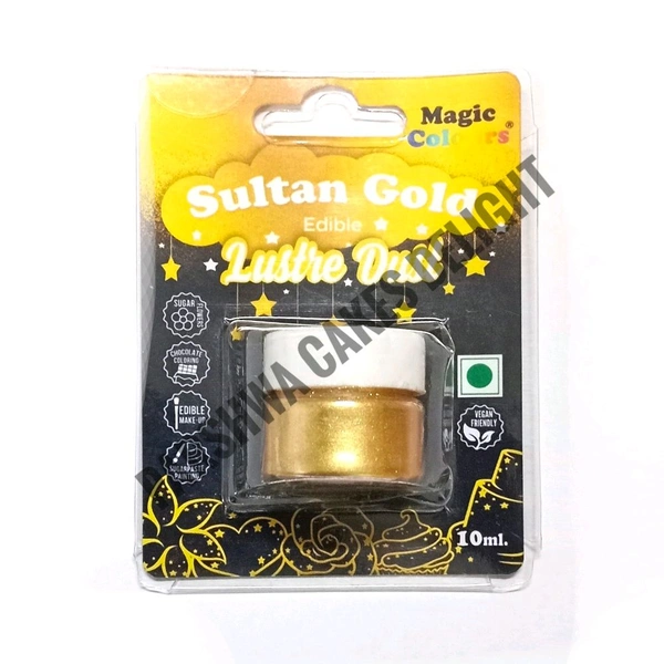 Magic Colours Edible Lustre Dust - 10 ML, Sultan Gold