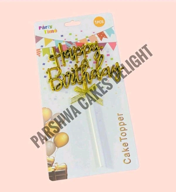 Happy Birthday Imported Topper - 1 Pc, Delight 10, Gold
