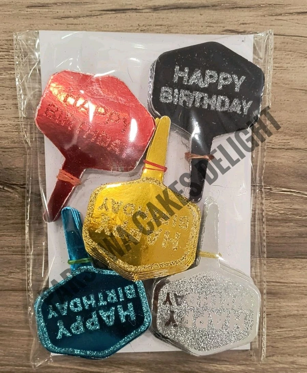 Hbd Hexagon Glitter Paper Topper  - 100 Pcs Pack