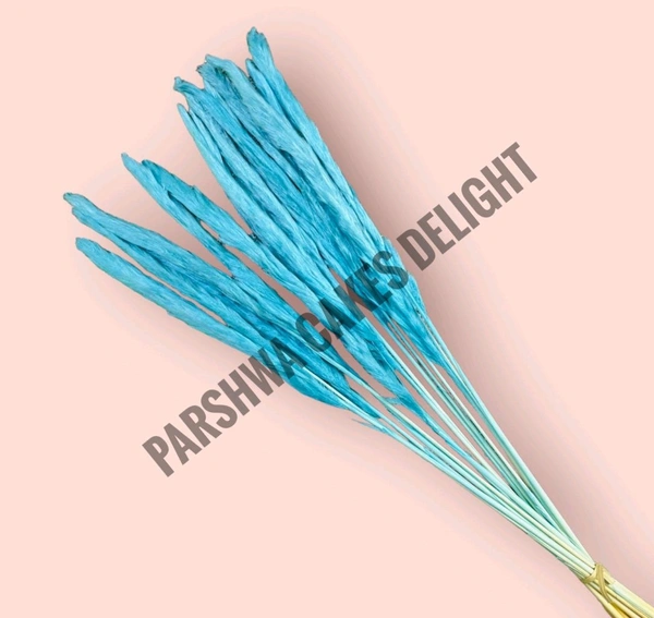 Pampas Grass Stick  - Blue, 5 Pcs