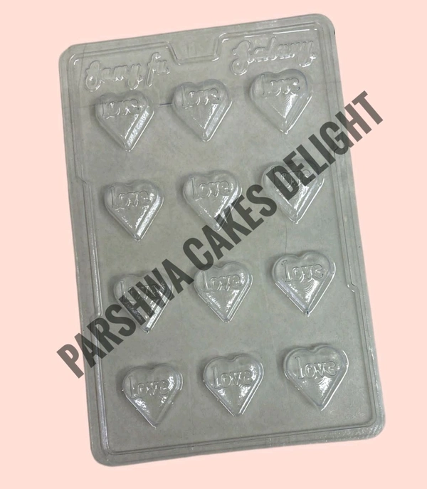 Pvc Chocolate Mould  - Heart Love Print, 1 Pc