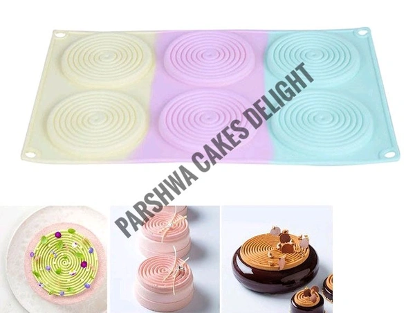 Spiral Round Fondant Chocolate Dessert Cookie Silicone Mould 6 Cavity