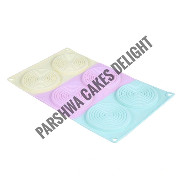 Spiral Round Fondant Chocolate Dessert Cookie Silicone Mould 6 Cavity