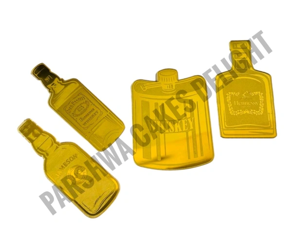 Acrylic Liquor Bottle Set - 4 Pcs Pack, Gold