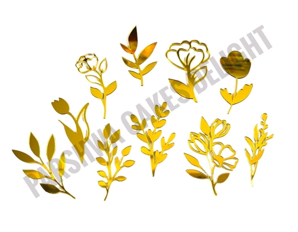 Acrylic Flower Cut Out Set - 1 Pack, Gold