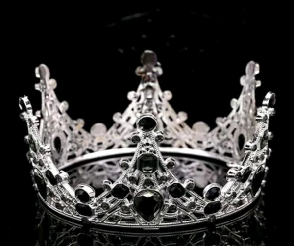 Crown Topper With Black Pearls - Silver, 1 Pc