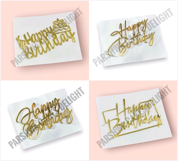 Acrylic Cut Out - Assorted Happy Birthday Designs, 50 Pcs, 4 Inches