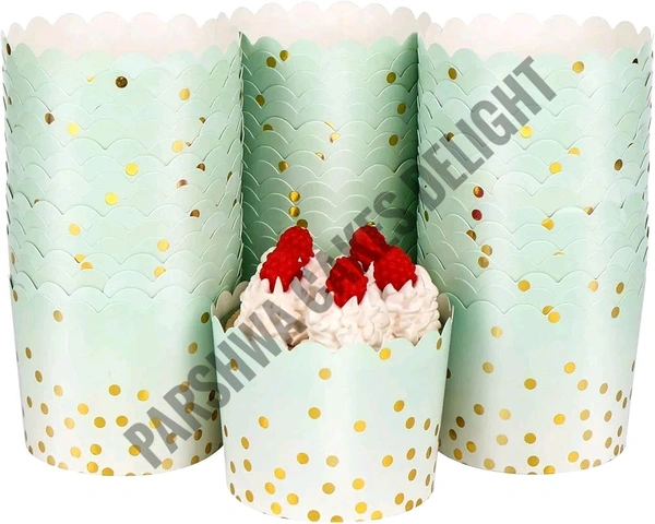 Polka Dots Small Baking Cups - 50 Pcs, Green