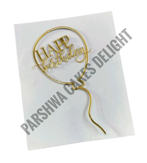 ACRYLIC TOPPER Happy Birthday - Gold, 134, 5 Inches