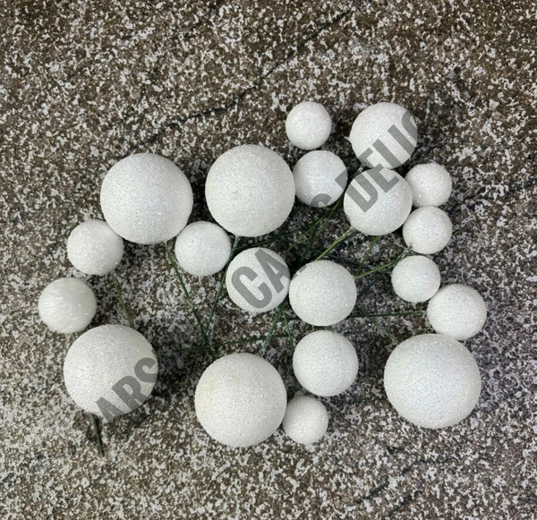 IMPORTED FAUX BALLS - Glitter White, 2Cm - 2.5Cm - 3Cm - 4Cm