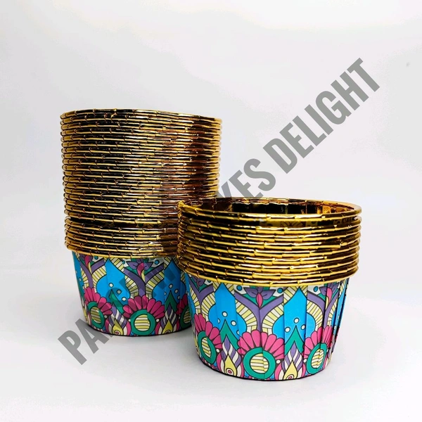 Metallic Foil Paper Cake Baking Cups  - Delight 7, 50 Pcs Pack