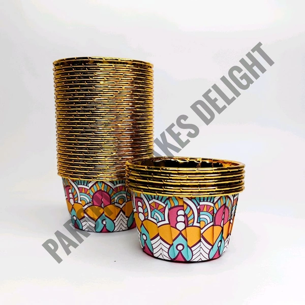 Metallic Foil Paper Cake Baking Cups  - Delight 9, 50 Pcs Pack