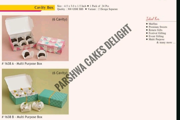 Chocolate Cavity Box - 12 Pcs Pack, 6 Cavity, Delight 2 Mix Design